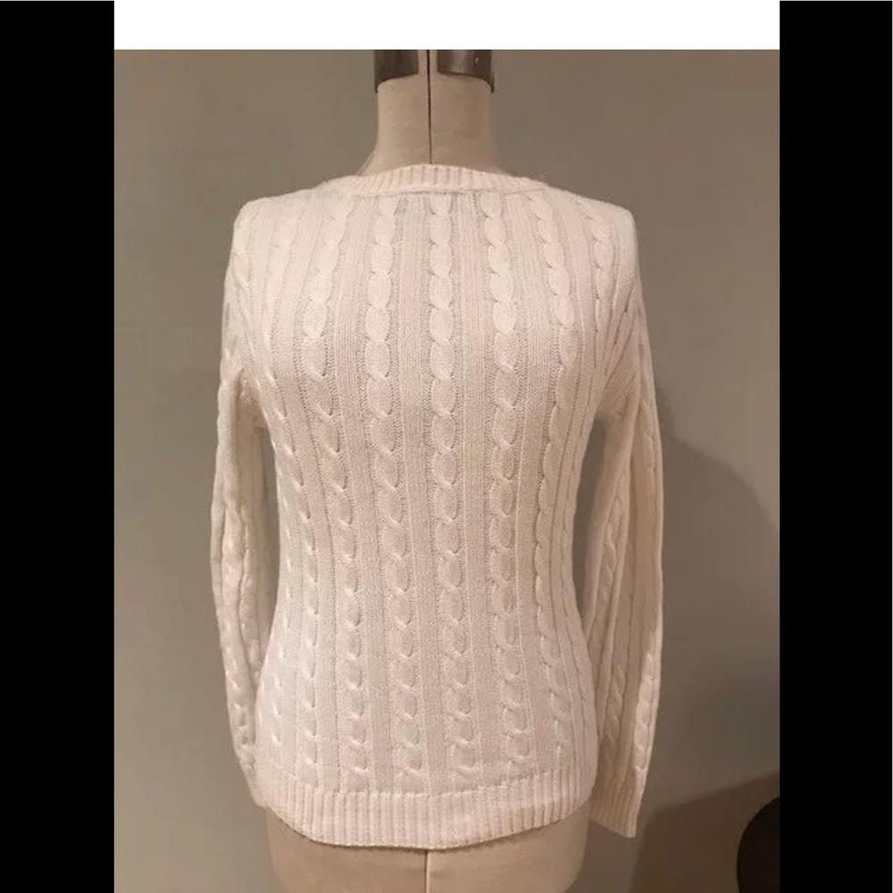 525 white cable knit sweater